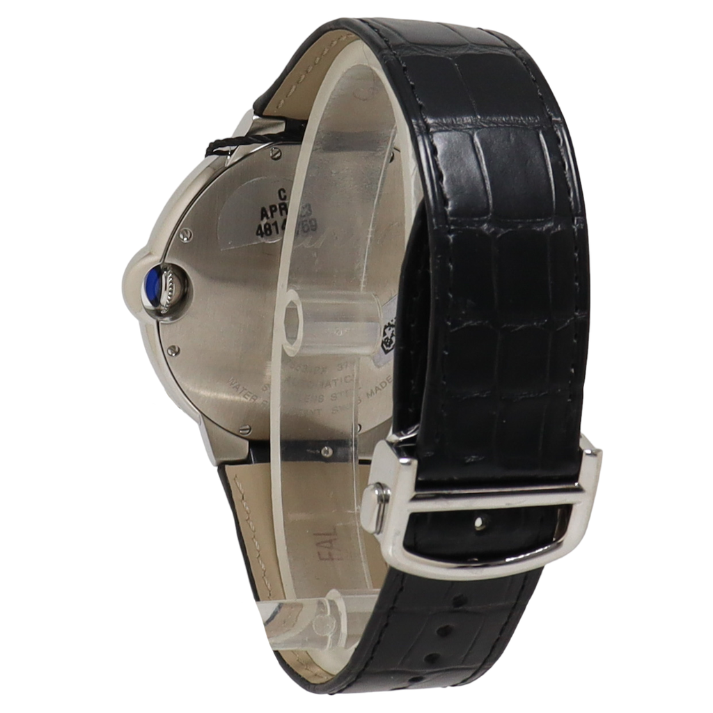 Cartier Ballon Blue Stainless Steel 42mm White Roman Dial Watch Reference#: WSBB0026 - Happy Jewelers Fine Jewelry Lifetime Warranty