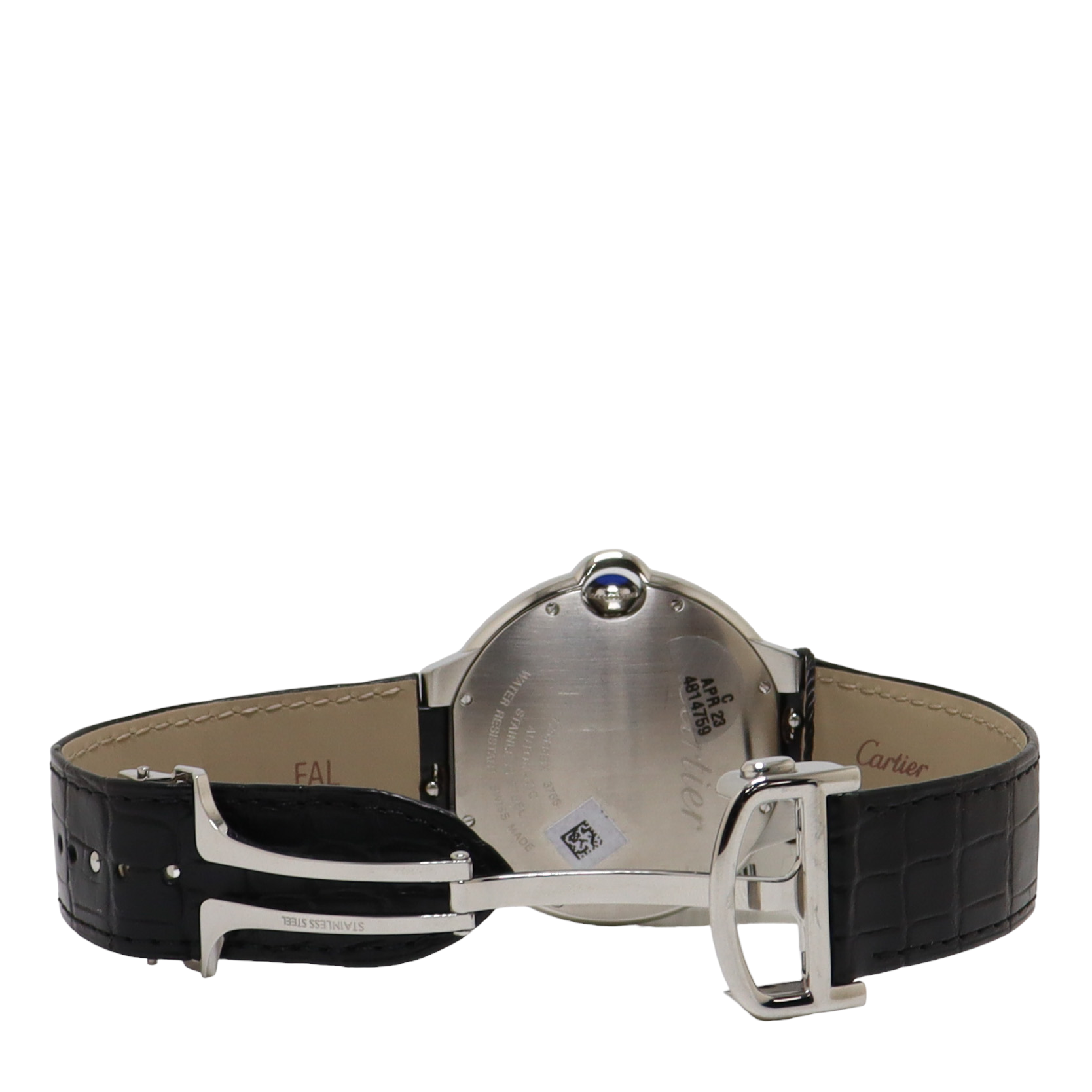 Cartier Ballon Blue Stainless Steel 42mm White Roman Dial Watch Reference#: WSBB0026 - Happy Jewelers Fine Jewelry Lifetime Warranty