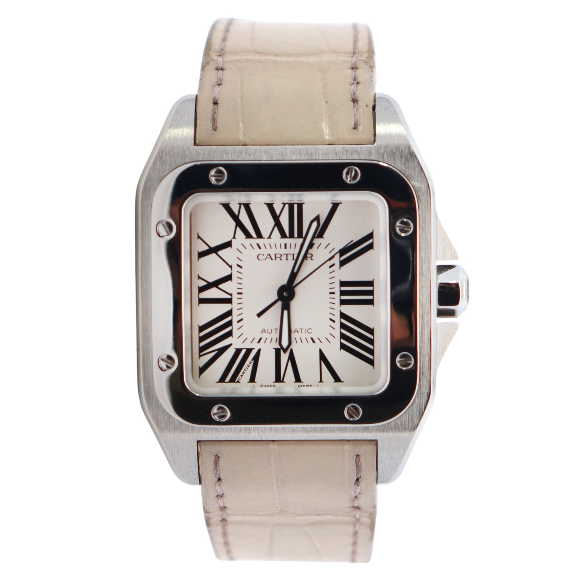 Cartier Santos 33mm White Dial Watch Ref# W20126X8 - Happy Jewelers Fine Jewelry Lifetime Warranty