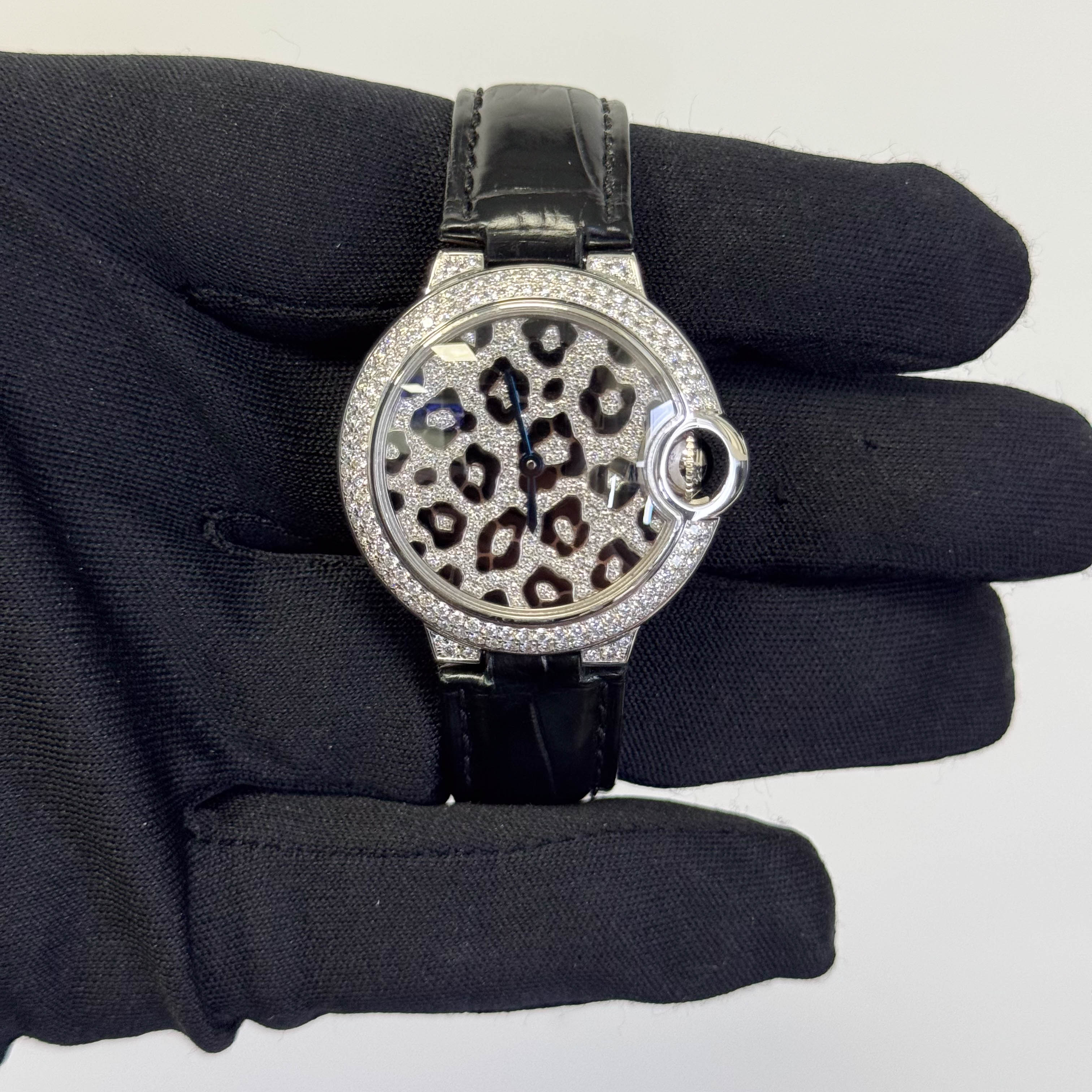 Cartier Ballon Bleu 33mm Pave Dial Watch Ref# HPI01064