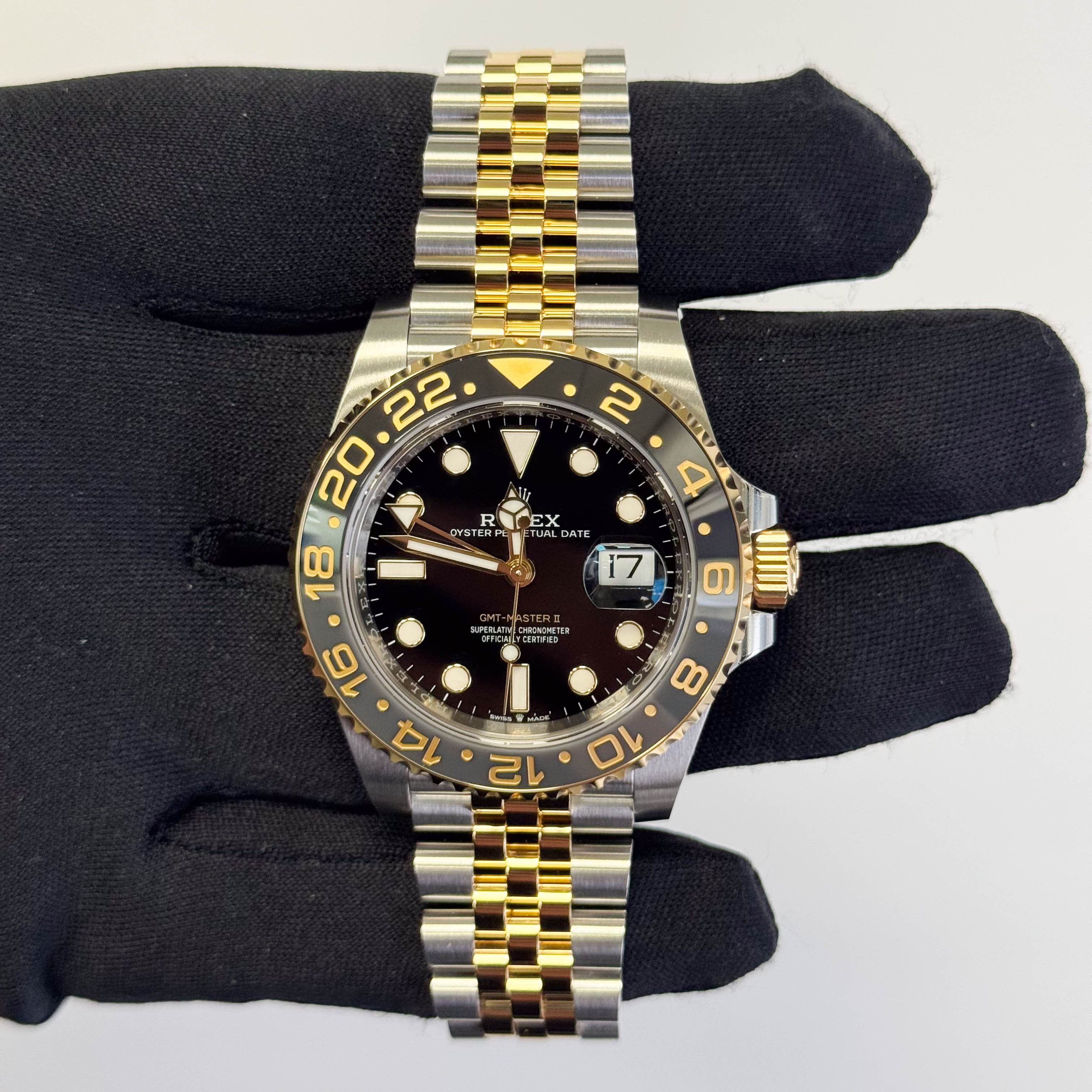 Rolex GMT-Master II Guinness 40mm Black Dial Watch Ref# 126713GRNR