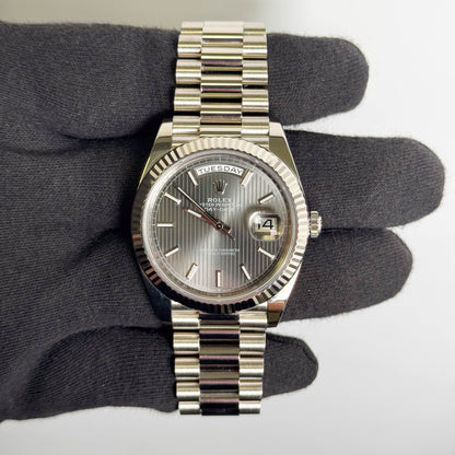 Rolex Day-Date 40mm Rhodium Tuxedo Dial Watch Ref# 228239 - Happy Jewelers Fine Jewelry Lifetime Warranty