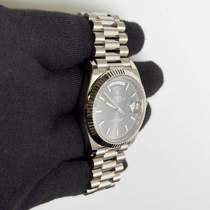 Rolex Day-Date 40mm Rhodium Tuxedo Dial Watch Ref# 228239 - Happy Jewelers Fine Jewelry Lifetime Warranty