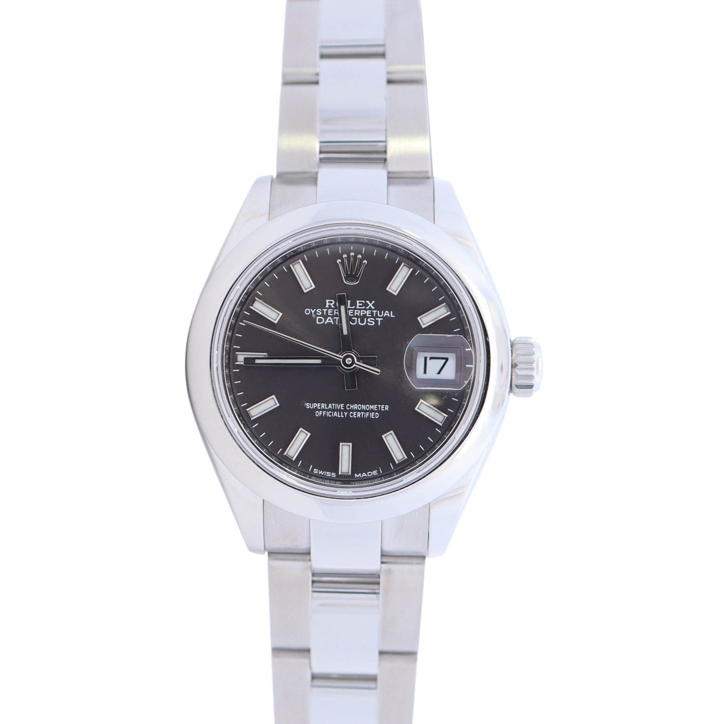 Rolex Datejust 28mm Stainless Steel Rhodium Stick Dial Watch Ref# 279160