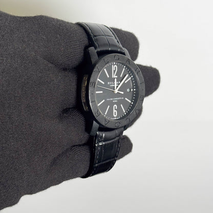 Bvlgari Carbongold 40mm Black Dial Watch Ref# BB40CL