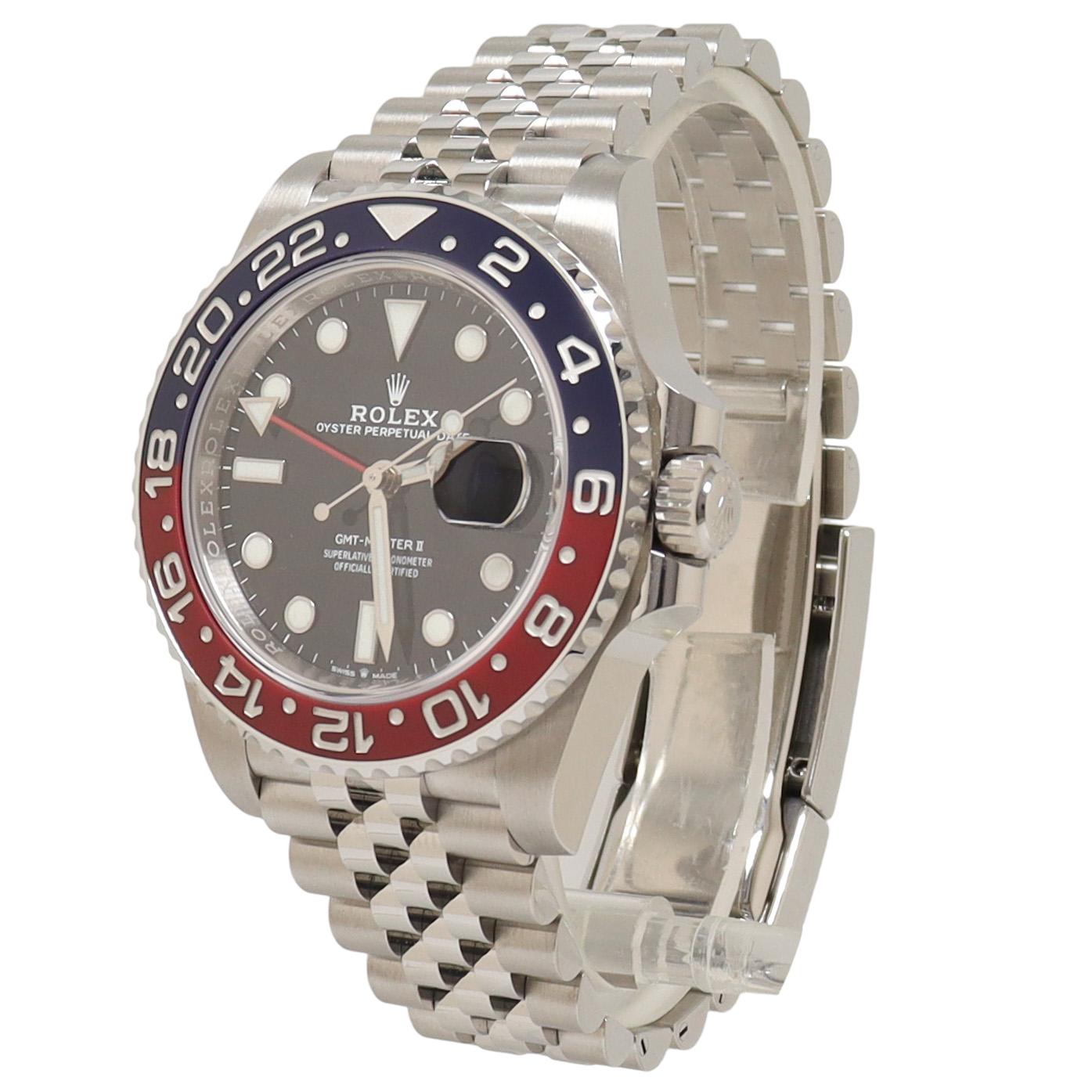 Rolex GMT Master II "Pepsi" Stainless Steel 40mm Black Dot Dial Watch Reference#: 126710BLRO