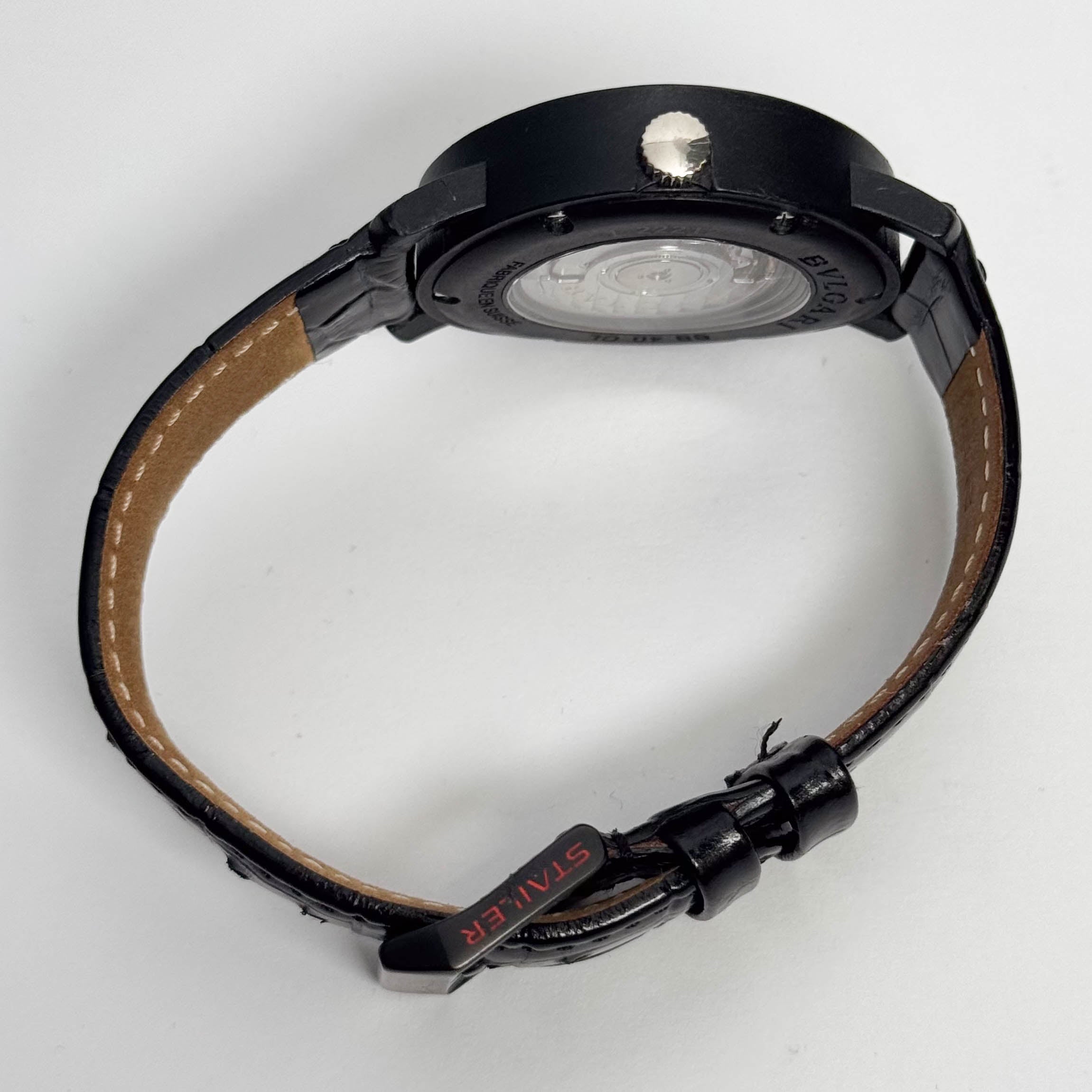 Bvlgari Carbongold 40mm Black Dial Watch Ref# BB40CL