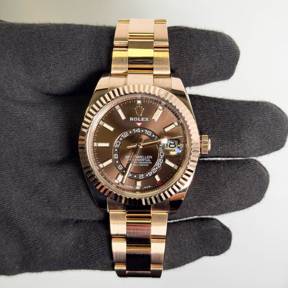 Rolex Sky-Dweller 42mm Chocolate Dial Watch Ref# 326935 - Happy Jewelers Fine Jewelry Lifetime Warranty