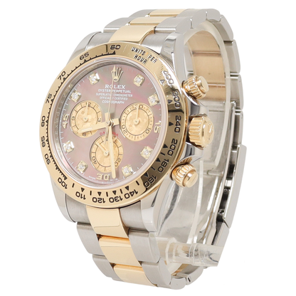 Rolex Daytona Two Tone Yellow Gold & Steel 40mm Factory MOP Diamond Dial Watch Reference#: 116523 - Happy Jewelers Fine Jewelry Lifetime Warranty