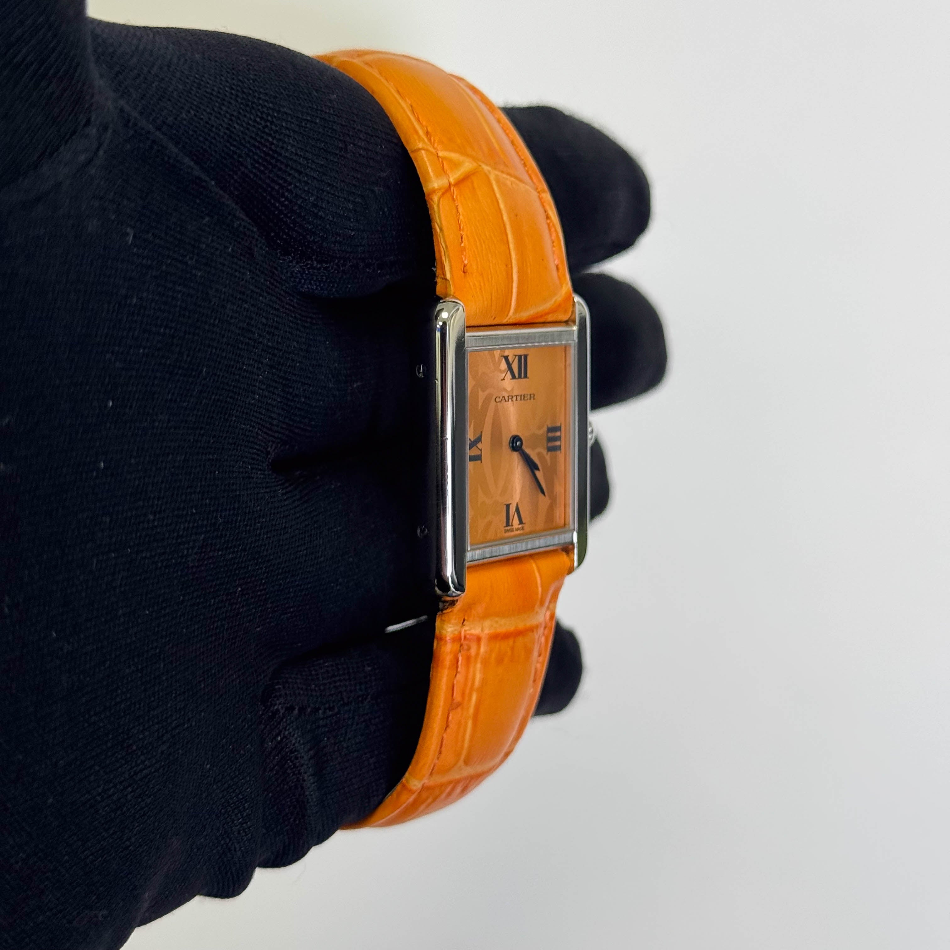 Cartier Tank Solo 23mm Orange Dial Watch Ref# W1019455 - Happy Jewelers Fine Jewelry Lifetime Warranty
