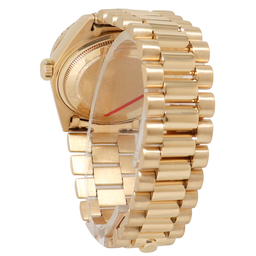 Rolex Day Date Yellow Gold 36mm Pink Roman Diamond Dial Watch Reference#: 18038 - Happy Jewelers Fine Jewelry Lifetime Warranty