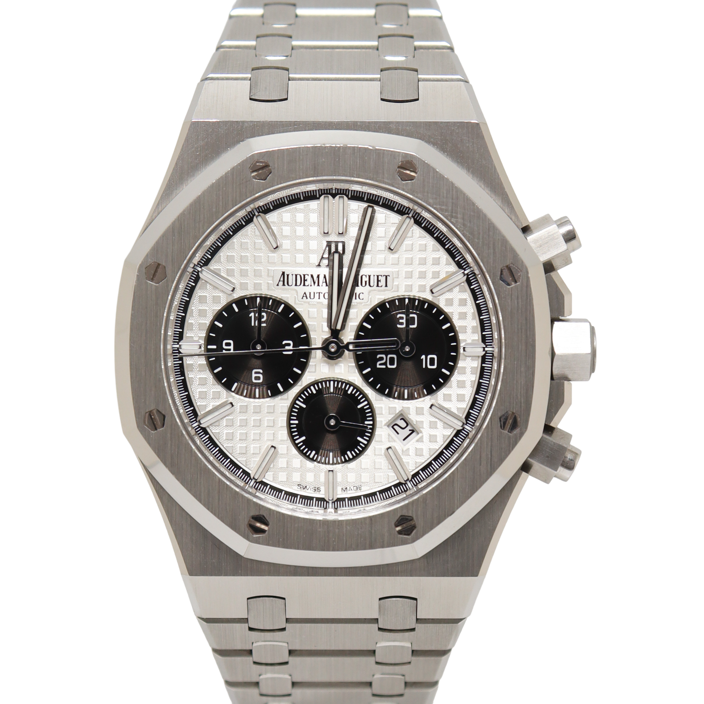 Audemars Piguet Royal Oak Stainless Steel 41mm White Chronograph Dial Watch Reference#: 26331ST.OO.1220ST.03 - Happy Jewelers Fine Jewelry Lifetime Warranty