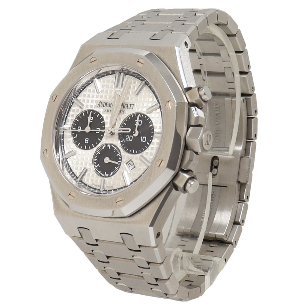 Audemars Piguet Royal Oak Stainless Steel 41mm White Chronograph Dial Watch Reference#: 26331ST.OO.1220ST.03 - Happy Jewelers Fine Jewelry Lifetime Warranty