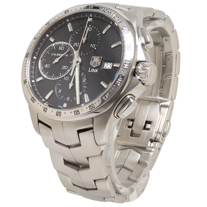 TAG Heuer Link Calibre 16 Stainless Steel 43mm Black Chronograph Dial Watch Reference#: CAT2010 - Happy Jewelers Fine Jewelry Lifetime Warranty