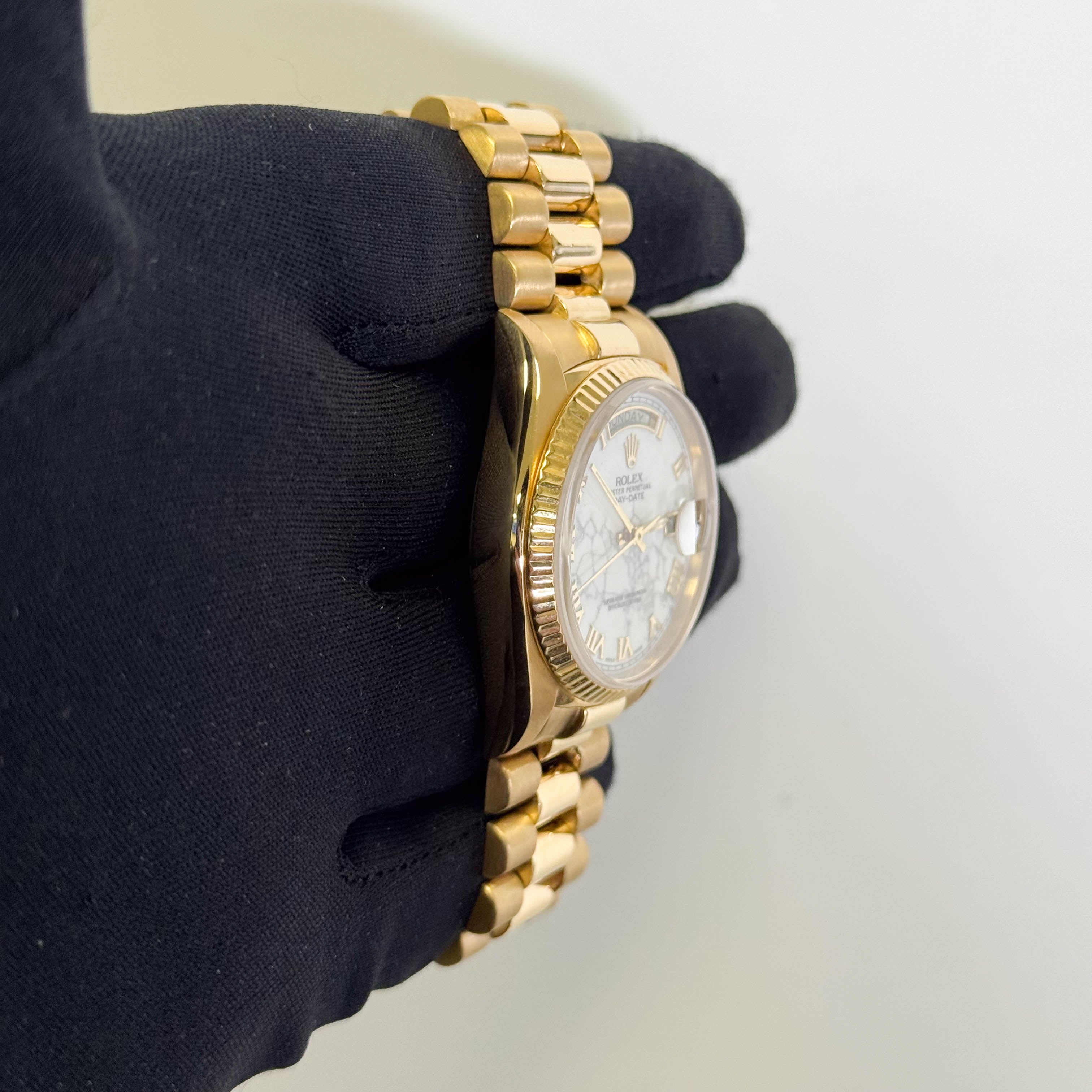 Rolex Day-Date 36mm Howlite Dial Watch Ref# 18038 - Happy Jewelers Fine Jewelry Lifetime Warranty