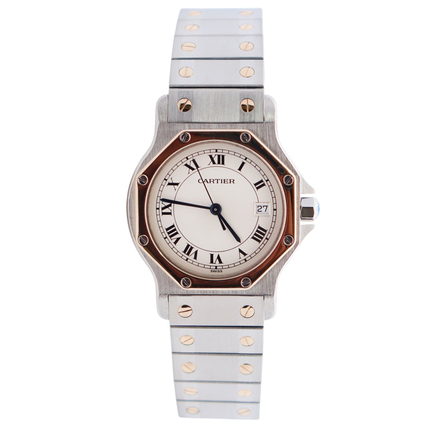 Cartier Santos 30mm Ivory Dial Watch Ref# W2001583