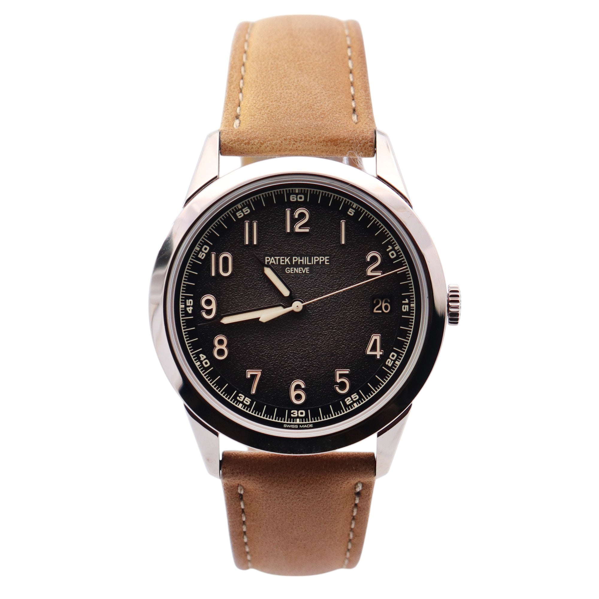 Patek Philippe Calatrava TIFFANY & CO. 40mm Charcoal Dial Watch Ref# 5226G-001 - Happy Jewelers Fine Jewelry Lifetime Warranty