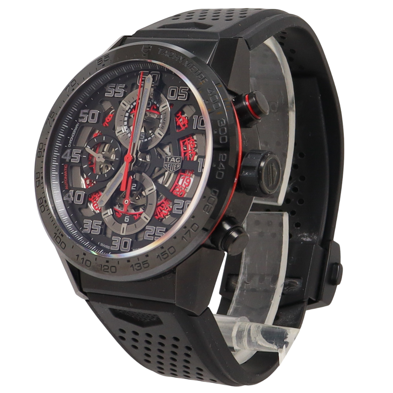 TAG Heuer Carrera Calibre Black Stainless Steel 43mm Black Skeleton Dial Watch Reference#: CAR201E.FT6087 - Happy Jewelers Fine Jewelry Lifetime Warranty