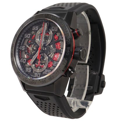 TAG Heuer Carrera Calibre Black Stainless Steel 43mm Black Skeleton Dial Watch Reference#: CAR201E.FT6087 - Happy Jewelers Fine Jewelry Lifetime Warranty