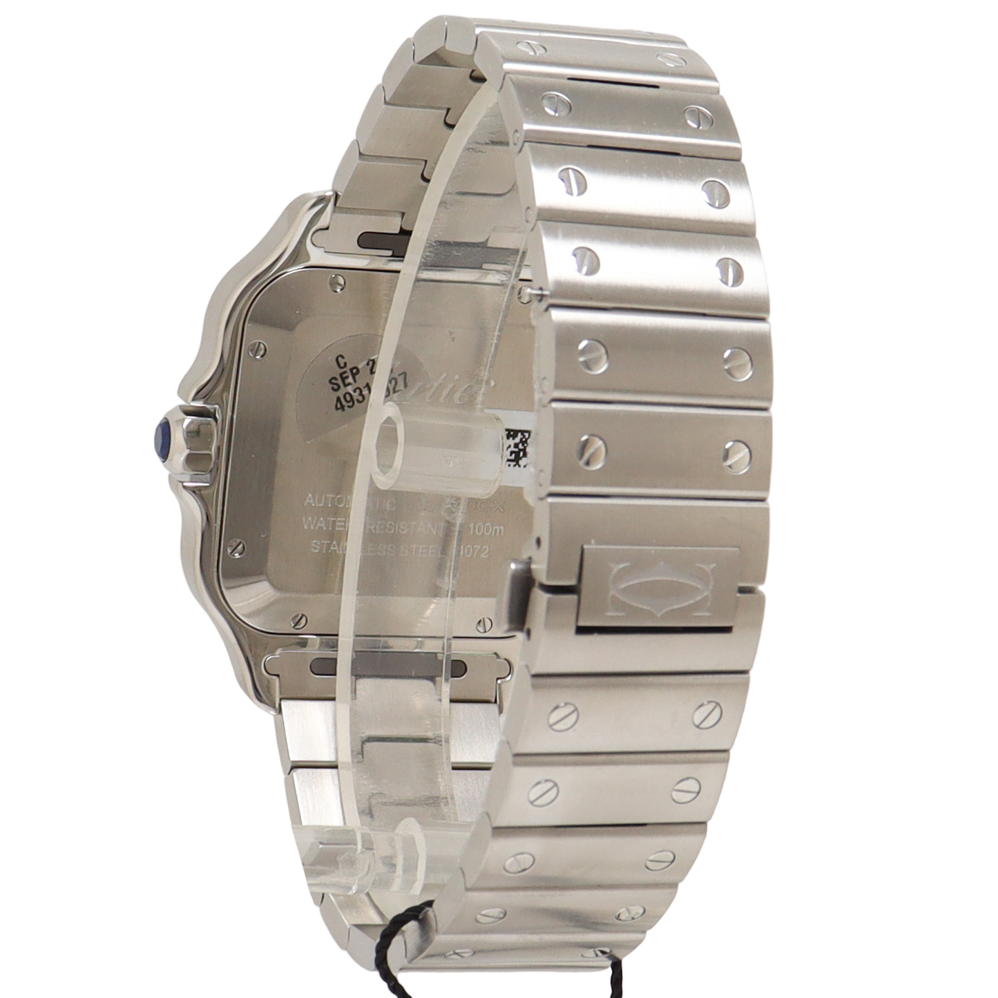 Cartier Santos 47mm Stainless Steel Blue Roman Dial Watch Reference# WSSA0030 - Happy Jewelers Fine Jewelry Lifetime Warranty