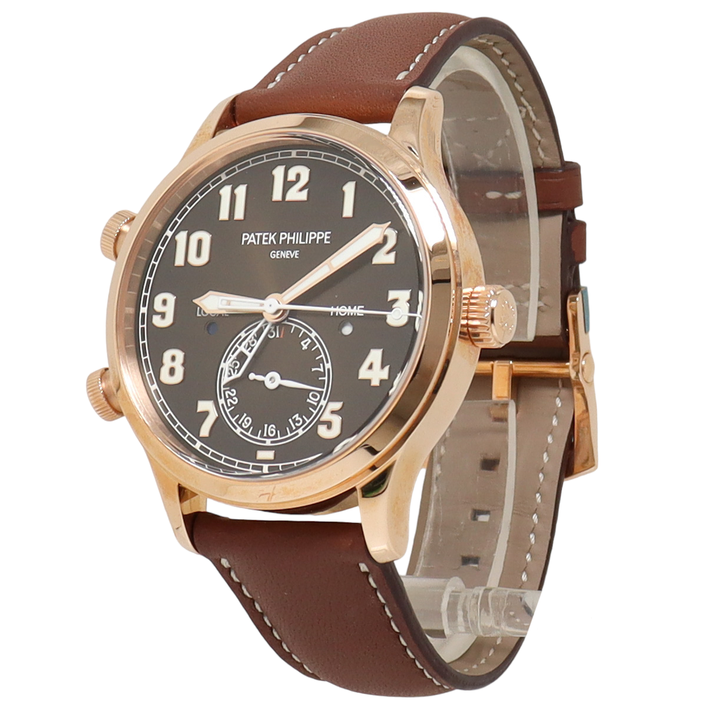Patek Philippe Calatrava Rose Gold 42mm Black Roman Dial Watch Reference#: 5524R-001 - Happy Jewelers Fine Jewelry Lifetime Warranty