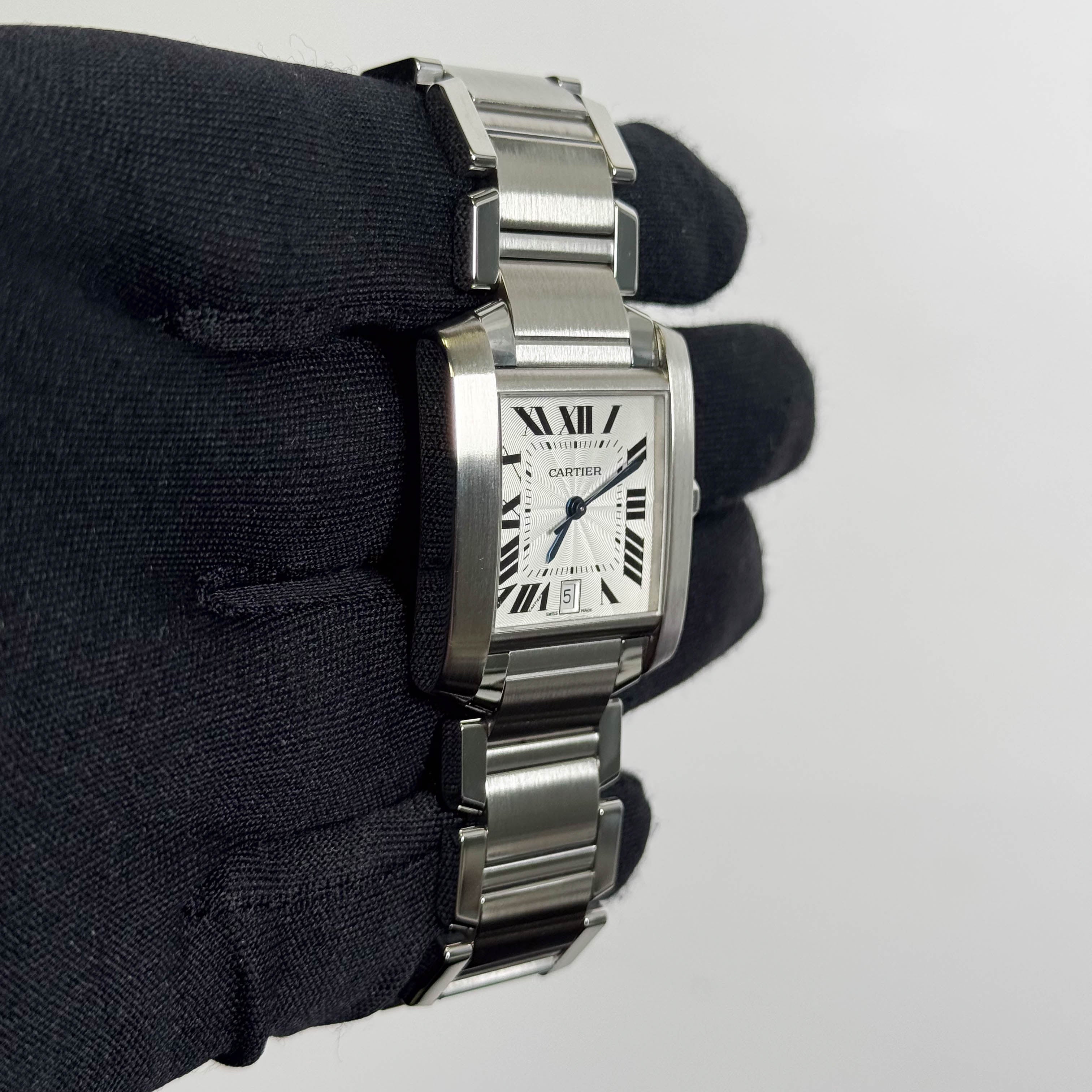 Cartier Tank Française Stainless Steel 28mm White Dial Watch Ref# W51002Q3 - Happy Jewelers Fine Jewelry Lifetime Warranty