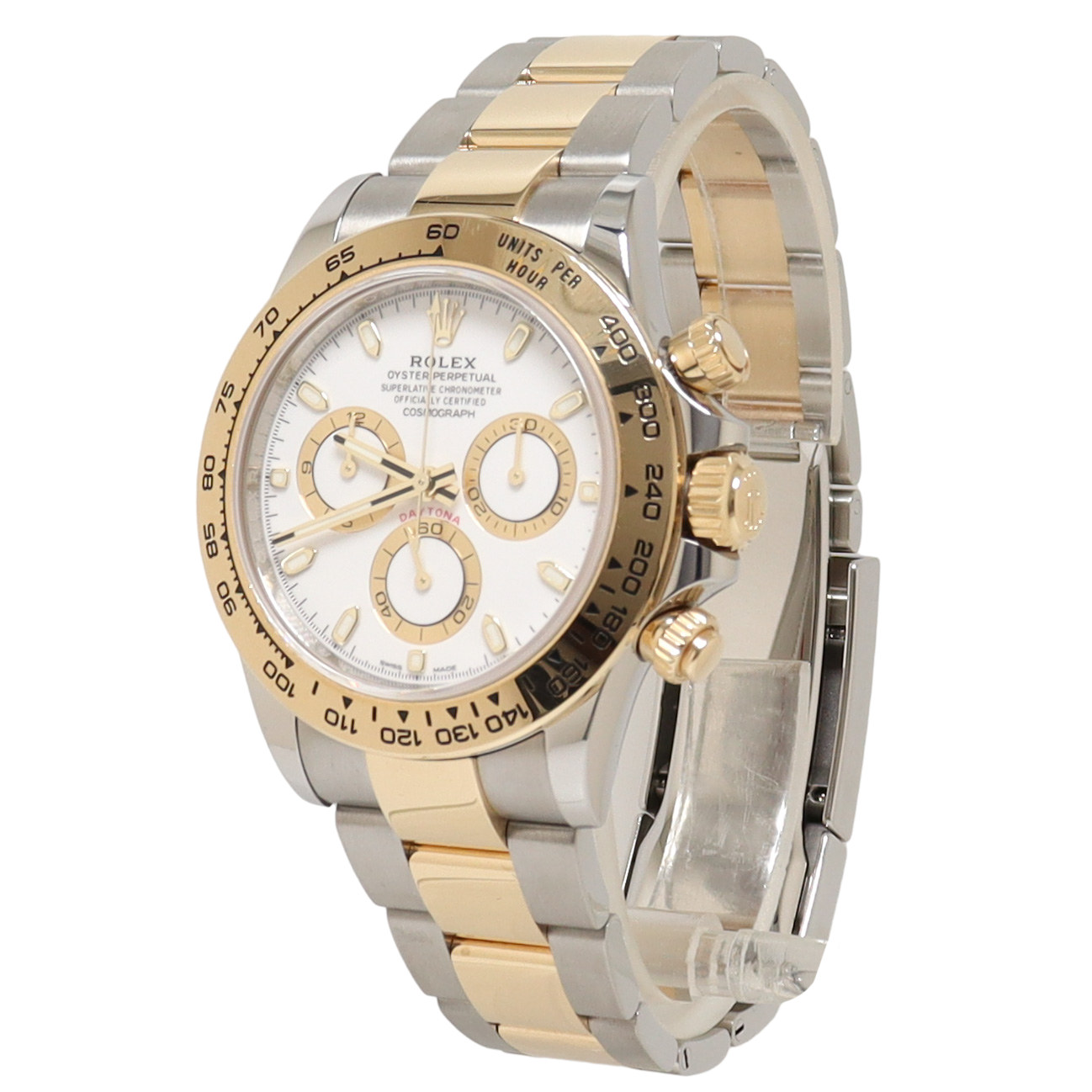 Rolex Daytona 40mm Yellow Gold & Stainless Steel White Chronograph Dial Watch Reference#: 116503 - Happy Jewelers Fine Jewelry Lifetime Warranty