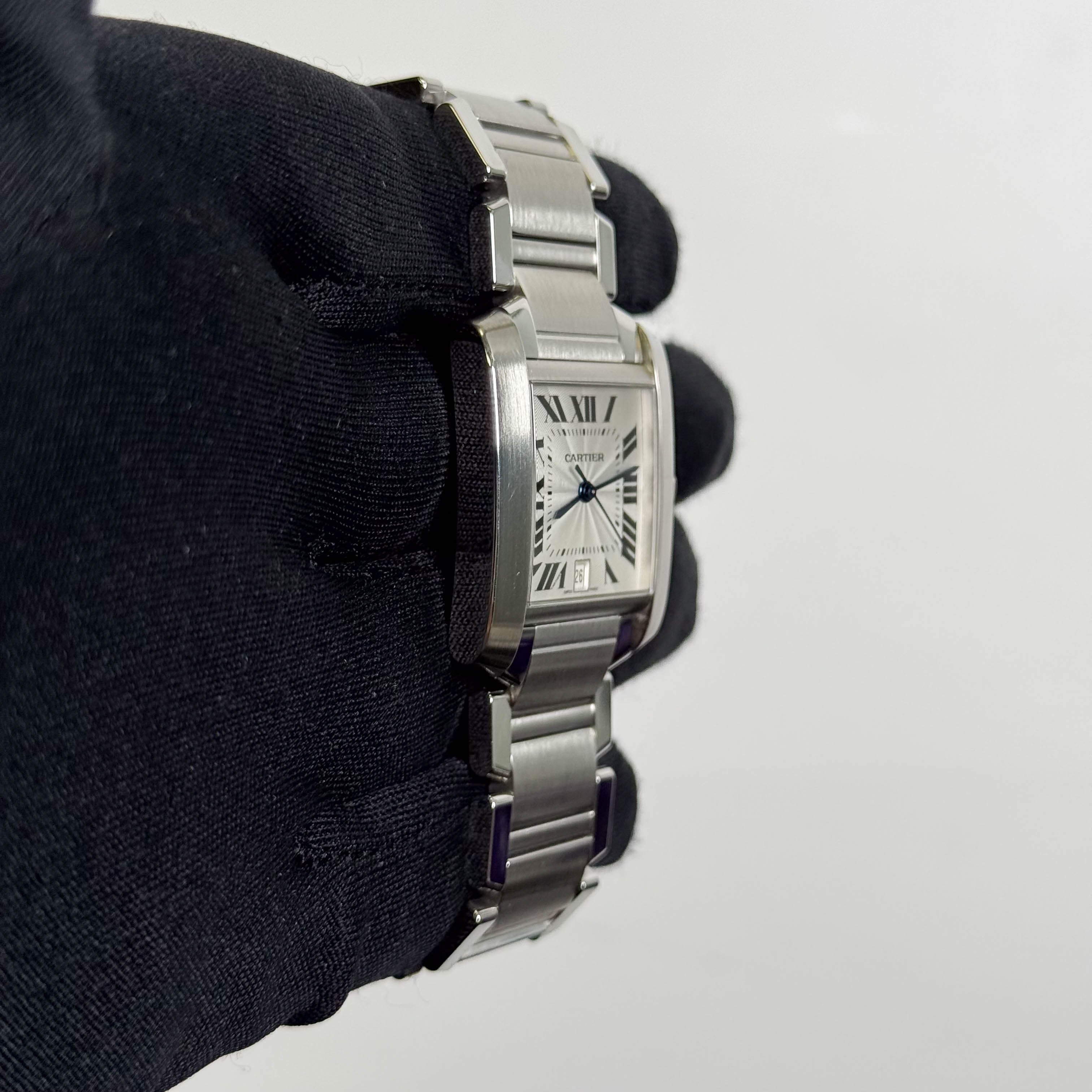 Cartier Tank Française Stainless Steel 28mm White Dial Watch Ref# W51002Q3 - Happy Jewelers Fine Jewelry Lifetime Warranty