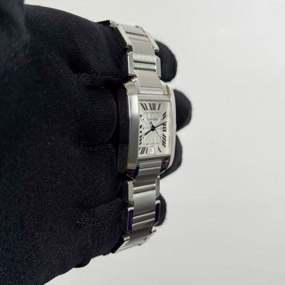 Cartier Tank Française Stainless Steel 28mm White Dial Watch Ref# W51002Q3 - Happy Jewelers Fine Jewelry Lifetime Warranty