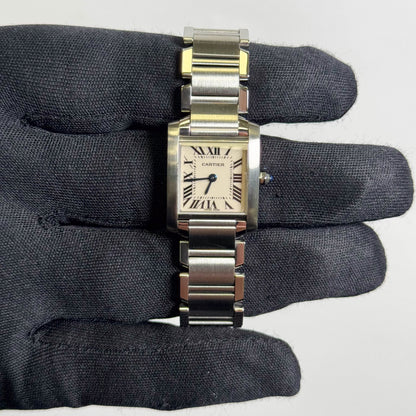 Cartier Tank Stainless Steel 20mm Ivory Dial Watch Ref# W51008Q3 - Happy Jewelers Fine Jewelry Lifetime Warranty