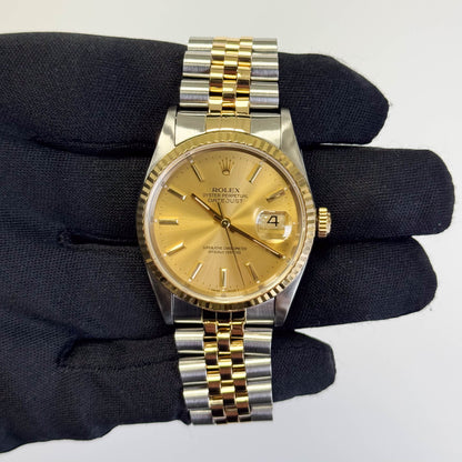 Rolex Datejust 36mm Champagne Dial Watch Ref# 16233 - Happy Jewelers Fine Jewelry Lifetime Warranty