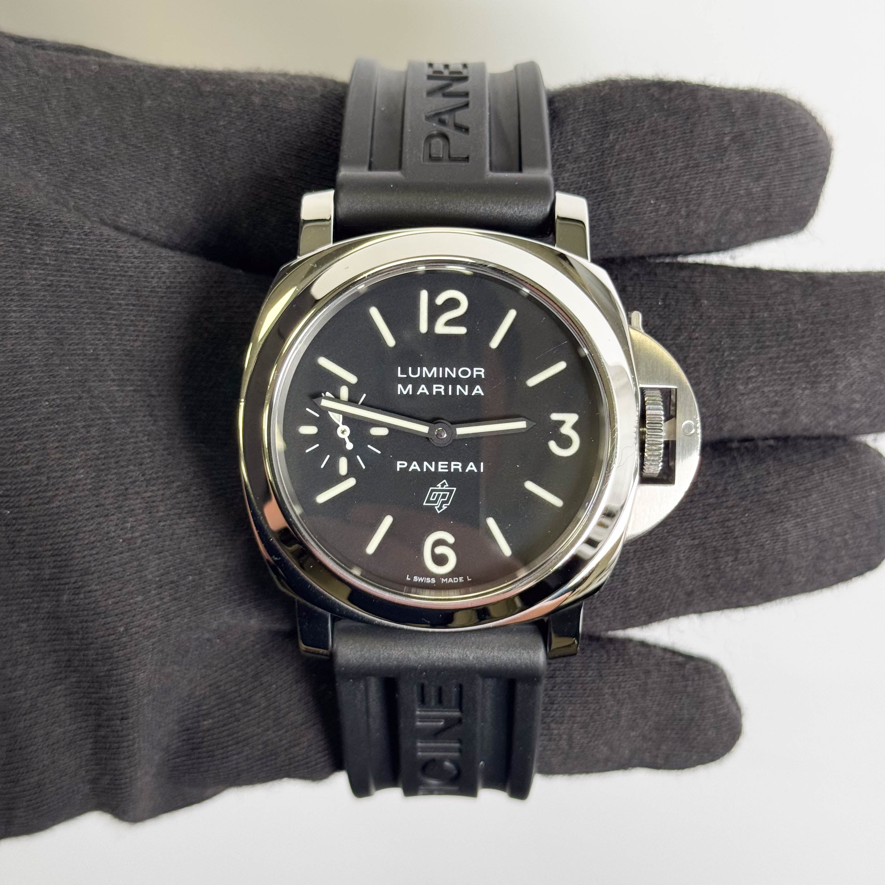 Panerai Luminor Marina Base Logo 44mm Black Dial Watch Ref# PAM00005 - Happy Jewelers Fine Jewelry Lifetime Warranty