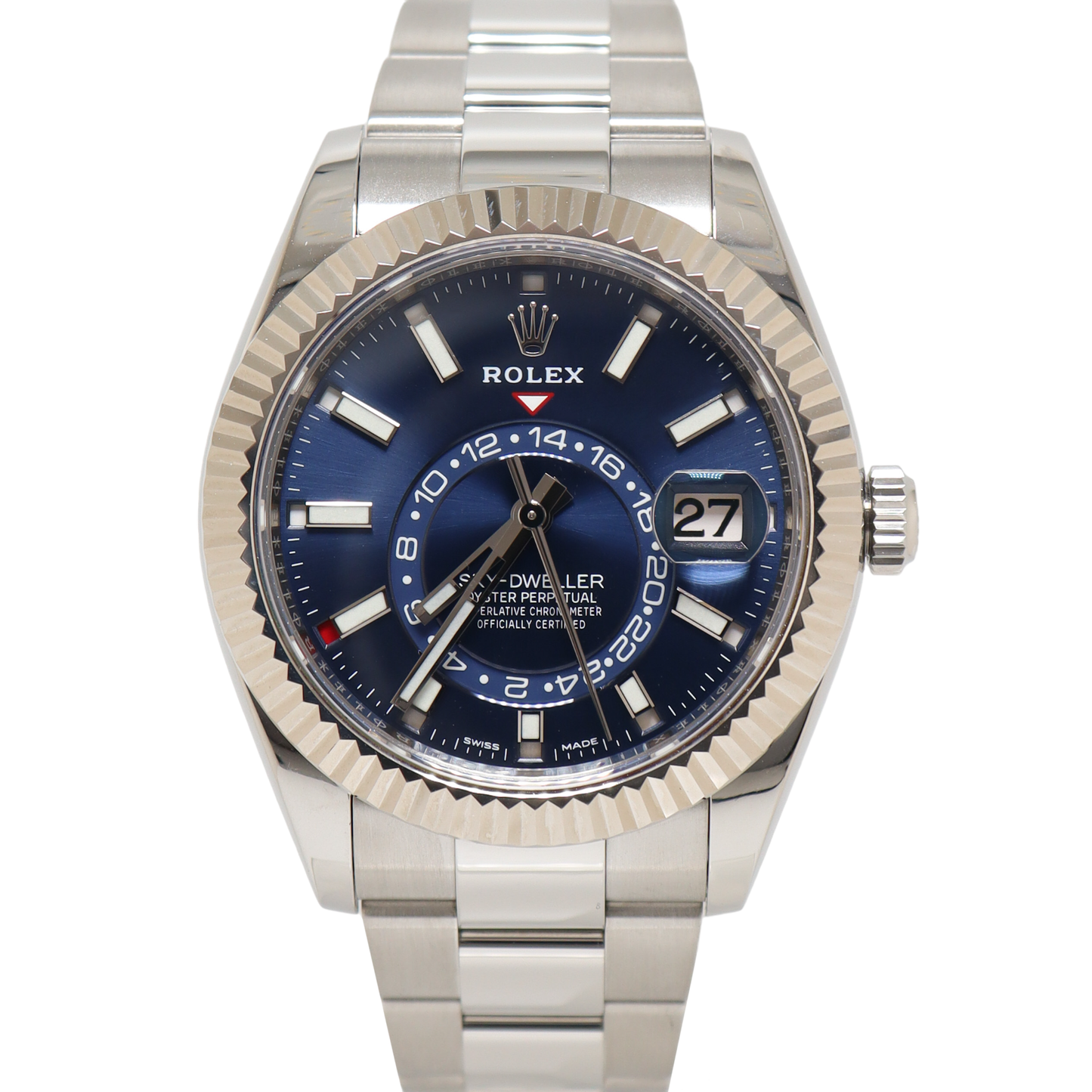 Rolex Sky-Dweller 42mm Stainless Steel Blue Stick Dial Watch Reference# 326934 - Happy Jewelers Fine Jewelry Lifetime Warranty