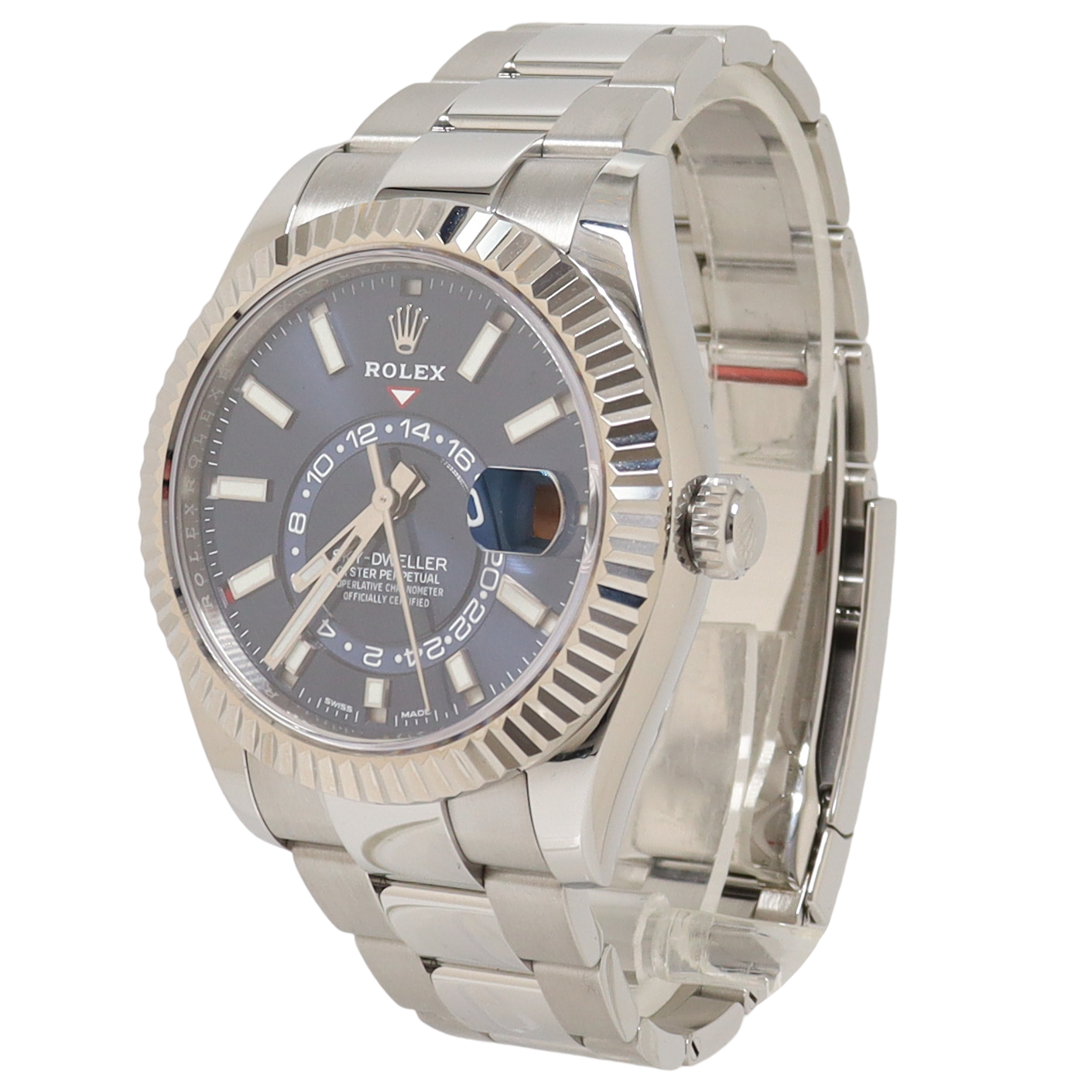 Rolex Sky Dweller Stainless Steel & White Gold 42 mm Blue Stick Dial Watch Reference#: 326934 - Happy Jewelers Fine Jewelry Lifetime Warranty