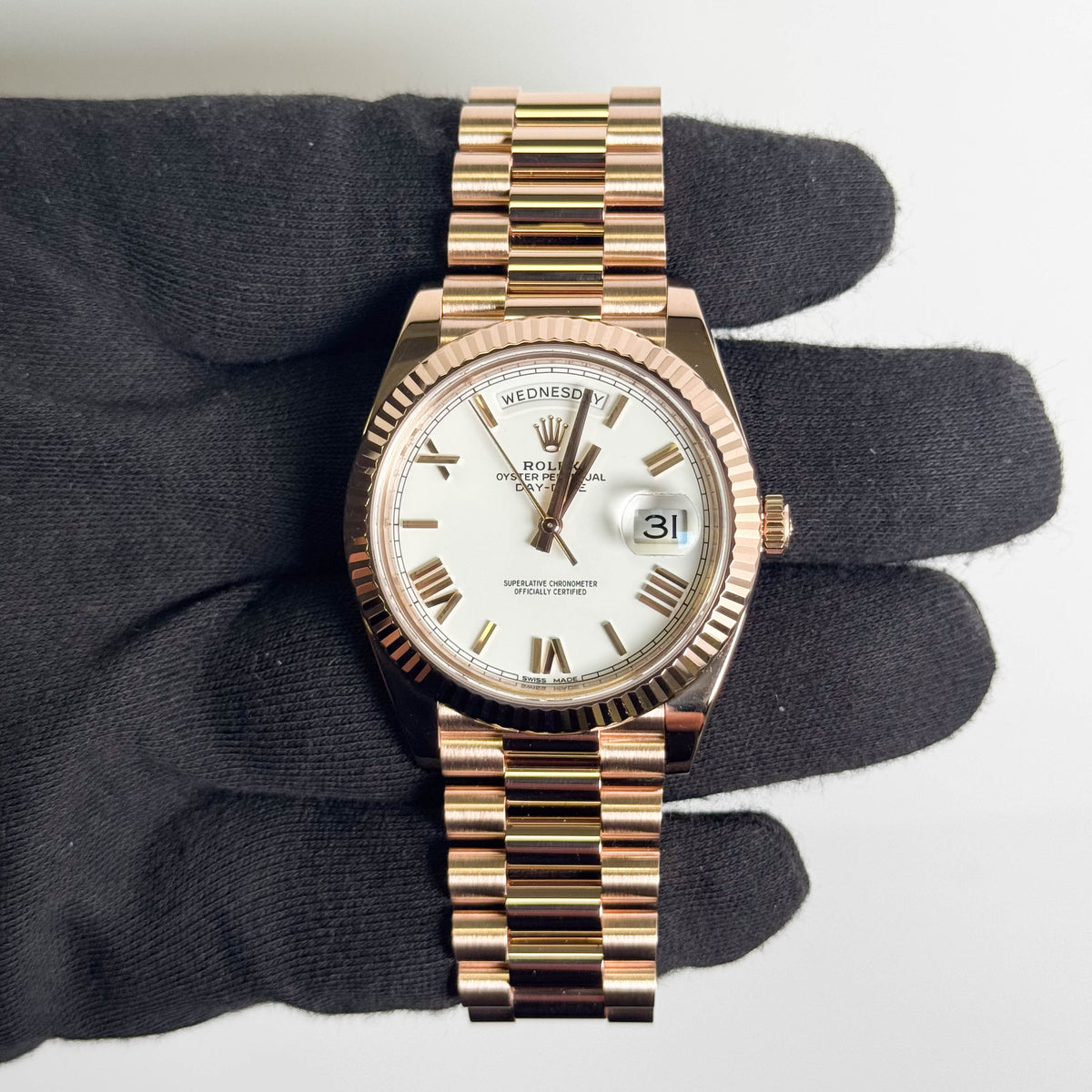 Rolex Day-Date 40mm White Dial Watch Ref# 228235