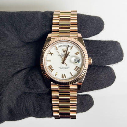 Rolex Day-Date 40mm White Dial Watch Ref# 228235