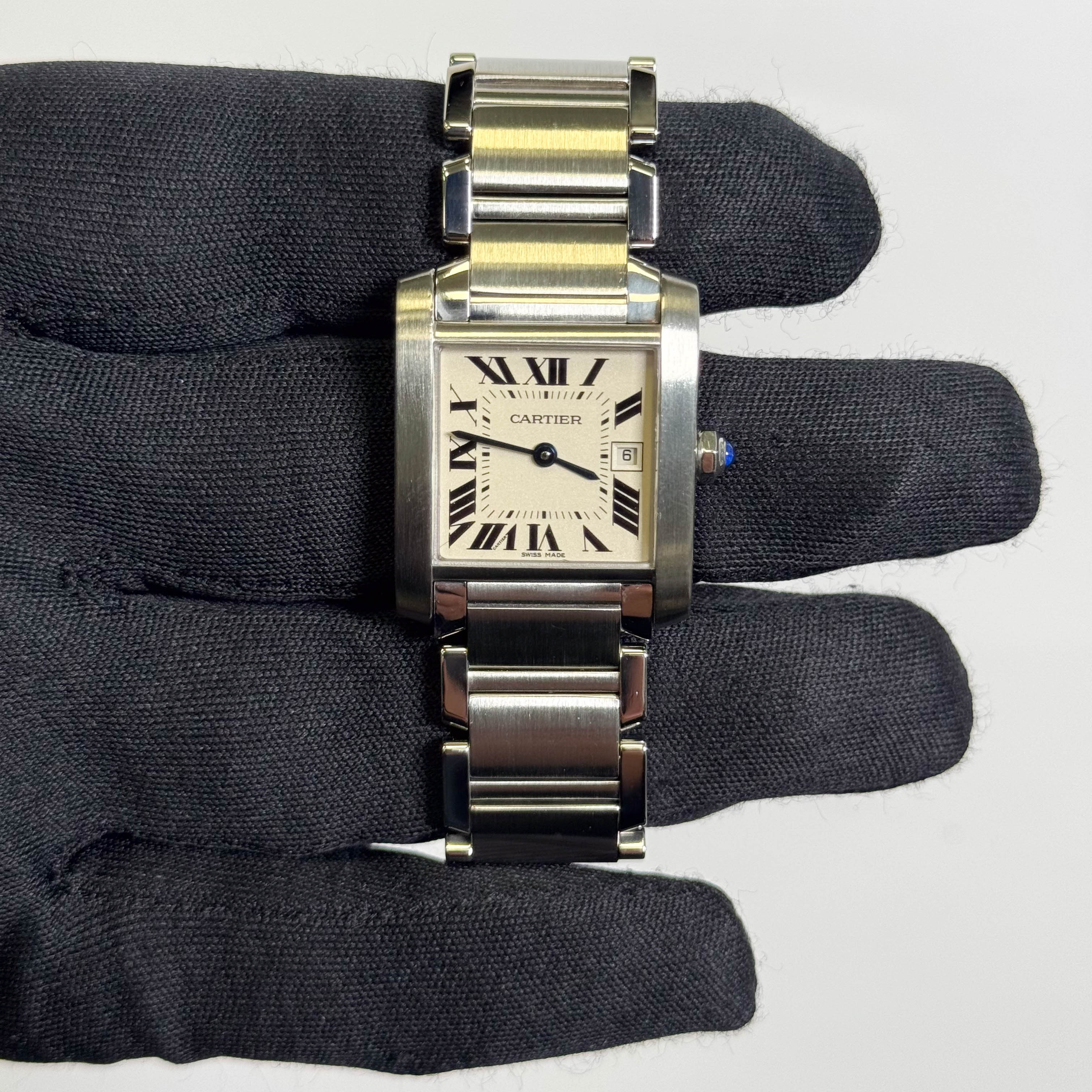 Cartier Tank Stainless Steel 25mm White/Ivory Dial Watch Ref# W51011Q3 - Happy Jewelers Fine Jewelry Lifetime Warranty