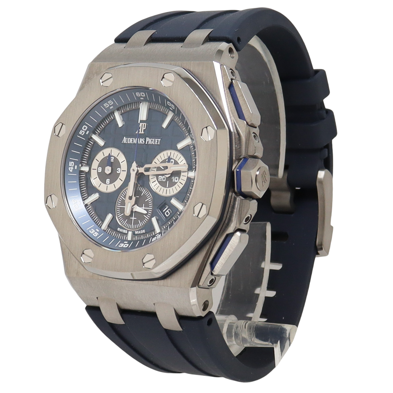 Audemars Piguet Royal Oak Offshore Chronograph Stainless Steel 42mm Blue Chronograph Dial Watch Reference# 26480TI.OO.A027CA.01 - Happy Jewelers Fine Jewelry Lifetime Warranty