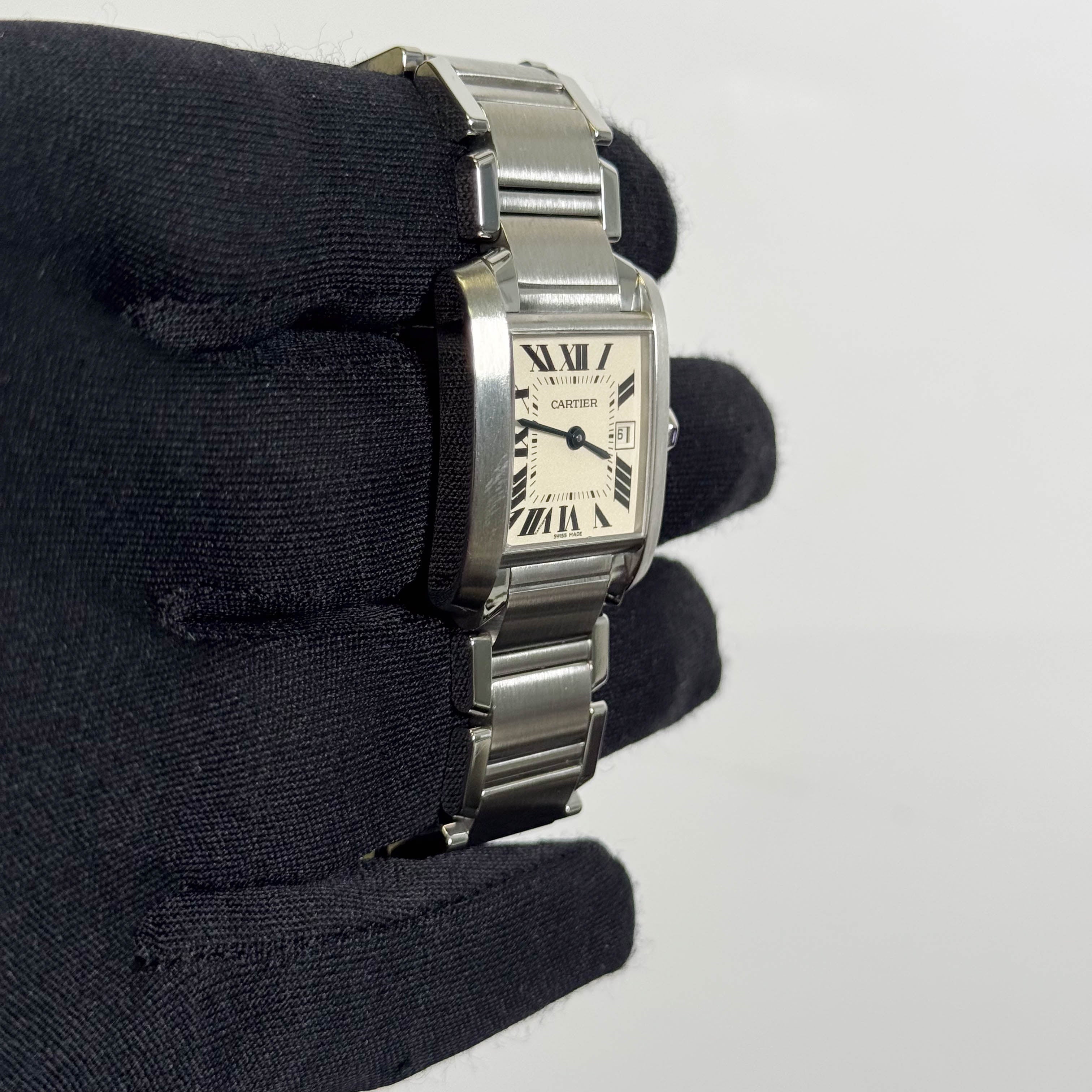 Cartier Tank Stainless Steel 25mm White/Ivory Dial Watch Ref# W51011Q3 - Happy Jewelers Fine Jewelry Lifetime Warranty