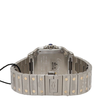 Cartier Santos Two Tone Yellow Gold & Stainless Steel 35mm Champagne Roman Dial Watch Reference# W3SA0007 - Happy Jewelers Fine Jewelry Lifetime Warranty