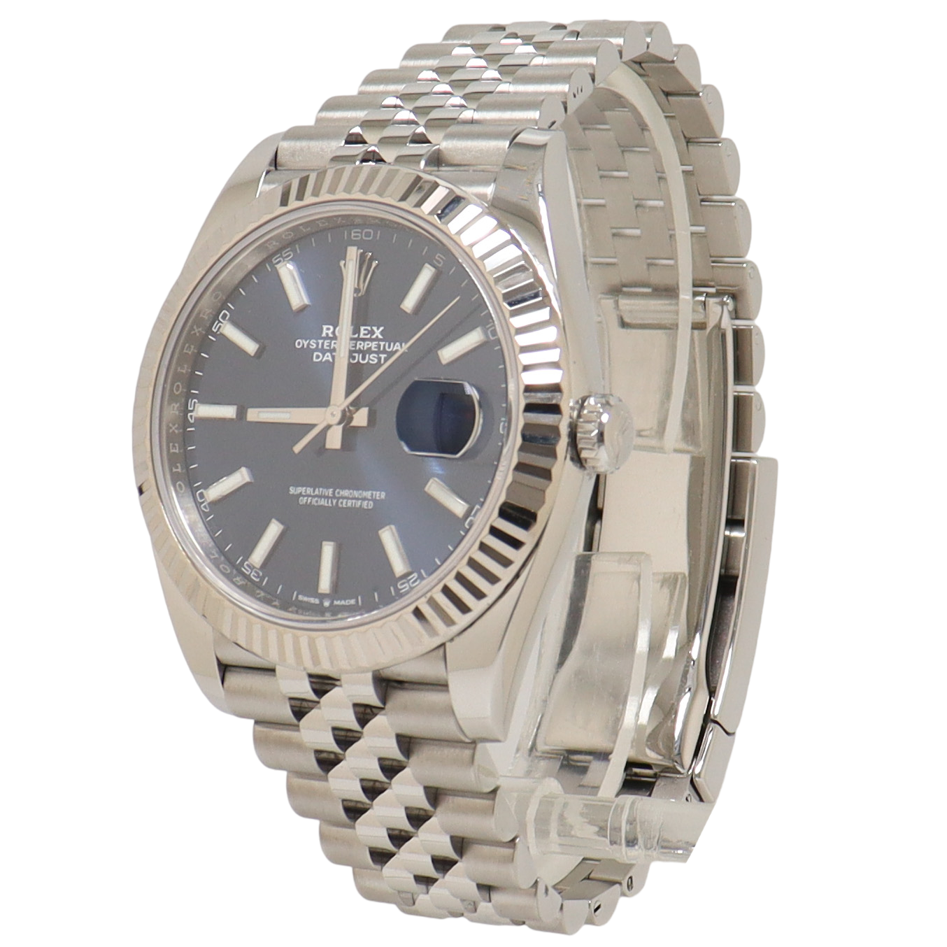 Rolex Datejust Stainless Steel 41mm Blue Stick Dial Watch Reference#: 126334 - Happy Jewelers Fine Jewelry Lifetime Warranty