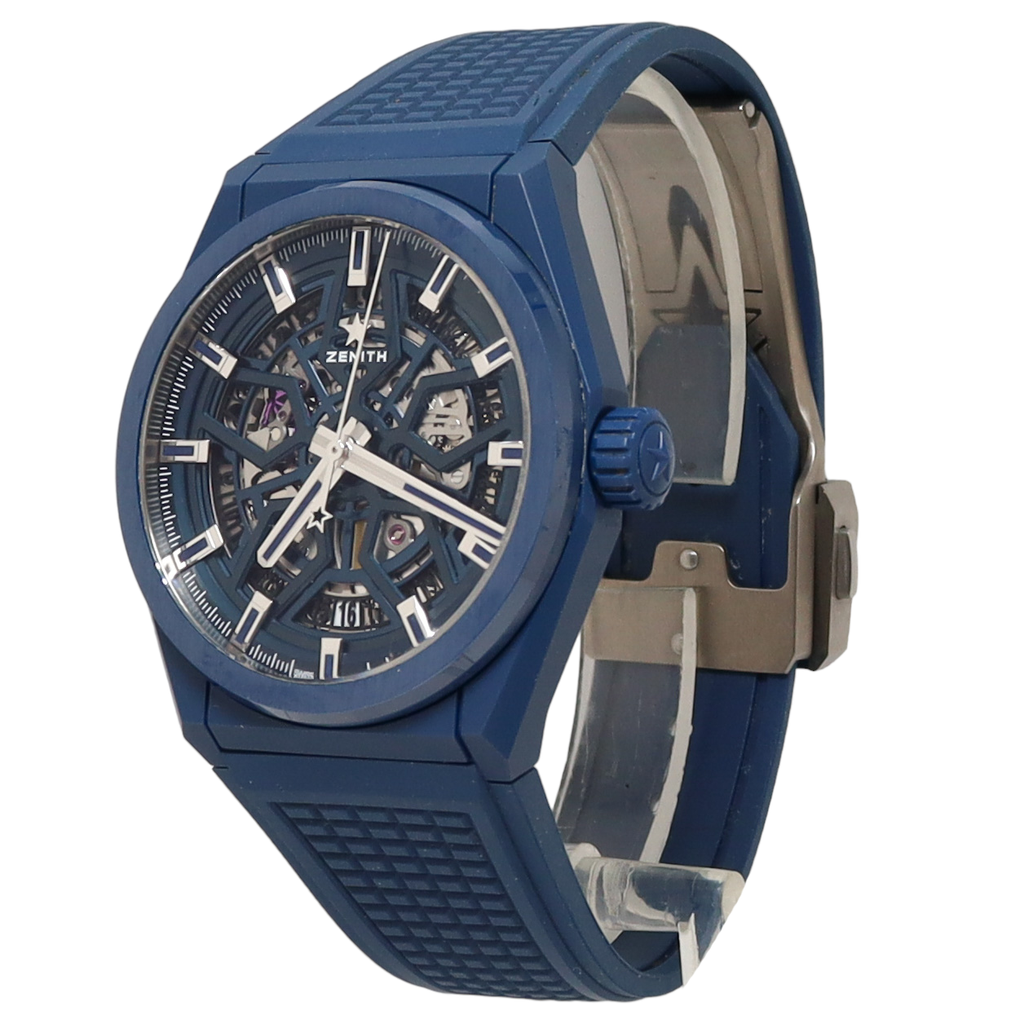 Zenith Defy Classic Ceramic Blue 41mm Blue Stick Dial Watch Reference#: 49.9003.670/51.R793 - Happy Jewelers Fine Jewelry Lifetime Warranty