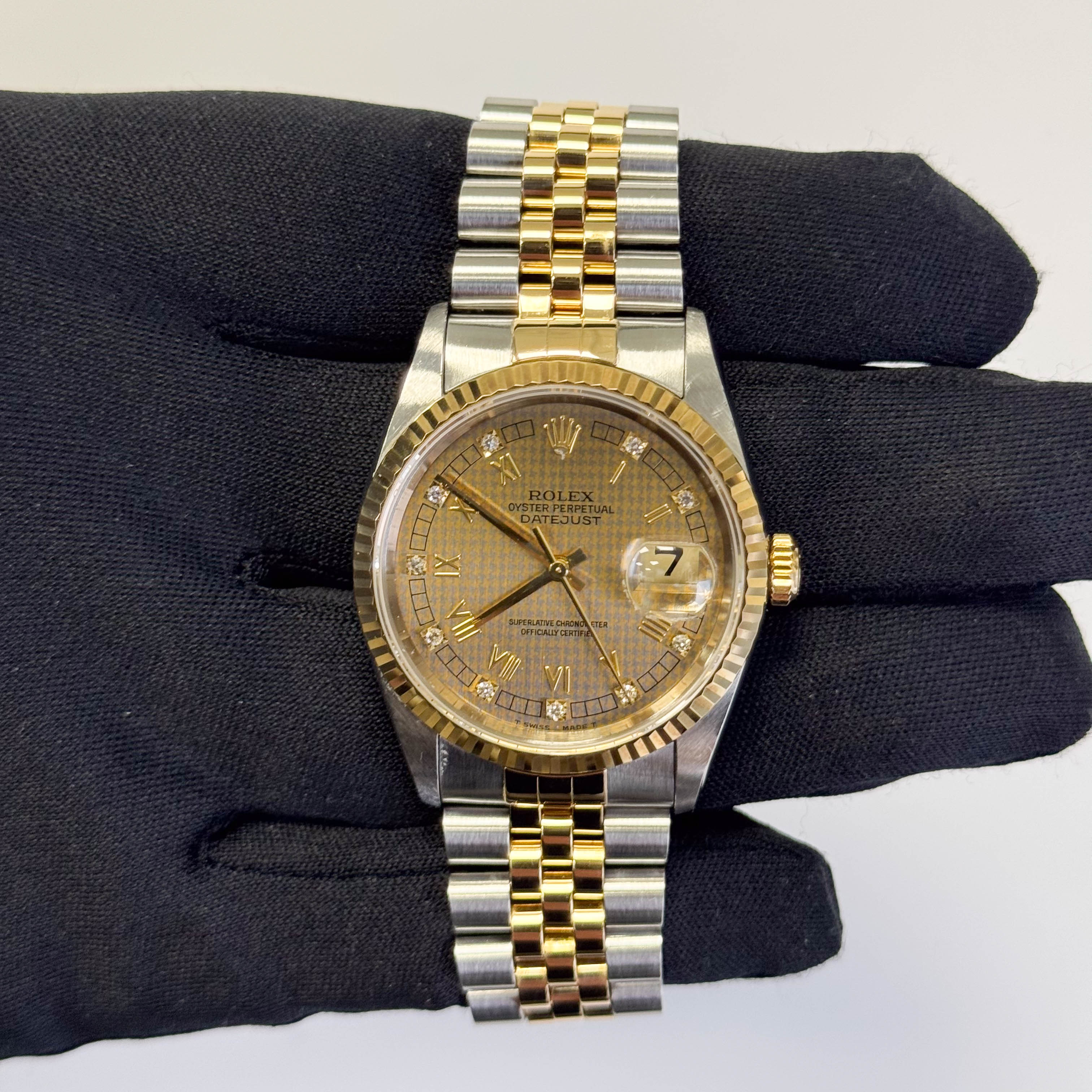 Rolex Datejust 36mm Houndstooth Dial Watch Ref# 16233 – Happy Jewelers