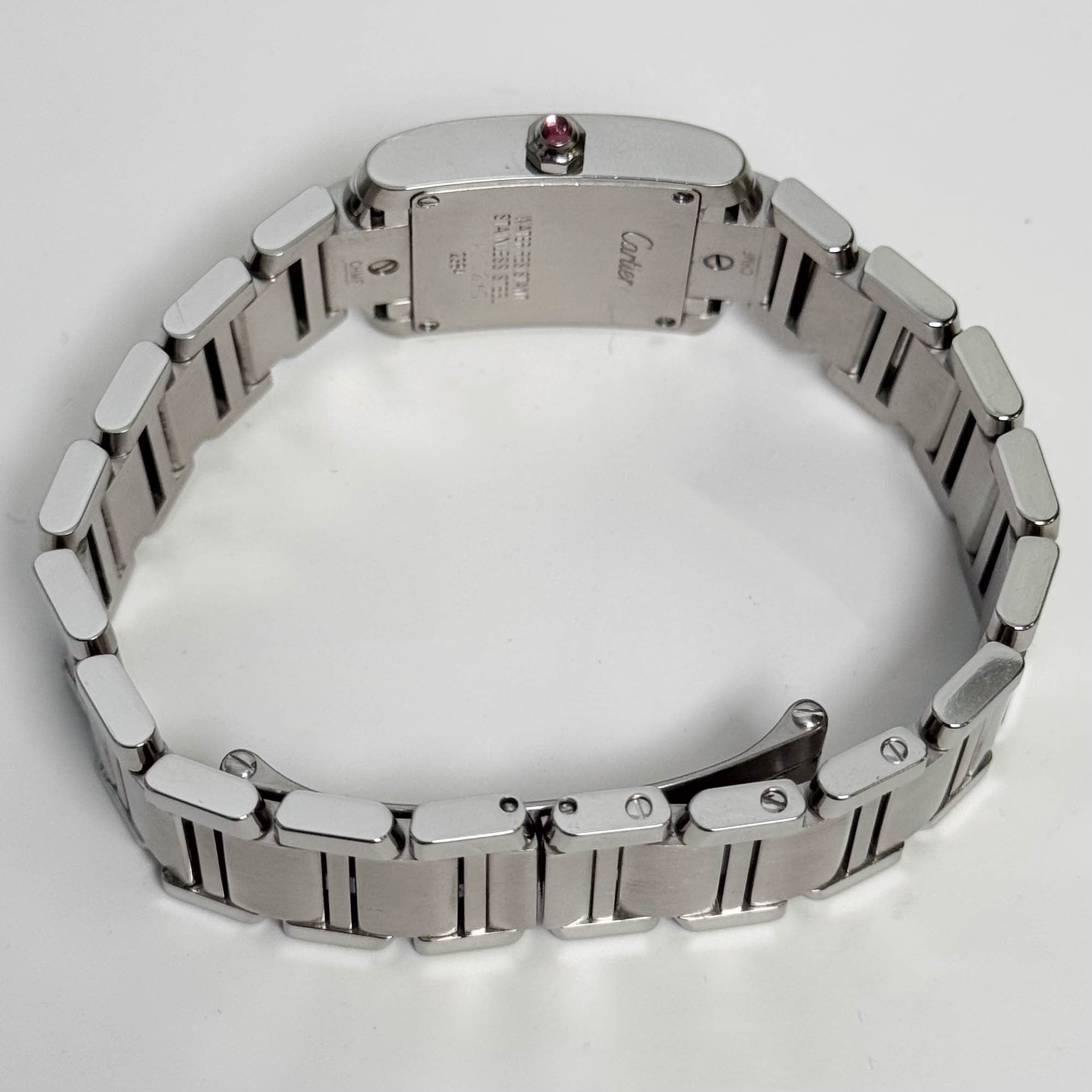 Cartier Tank Francaise Stainless Steel 20mm MOP Dial Watch Ref# W51028Q3 - Happy Jewelers Fine Jewelry Lifetime Warranty