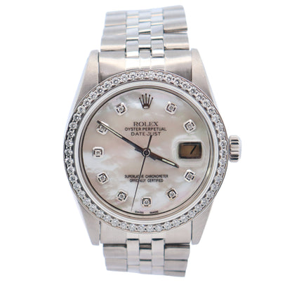 Rolex Datejust 36mm MOP Dial Watch Ref# 16014 - Happy Jewelers Fine Jewelry Lifetime Warranty