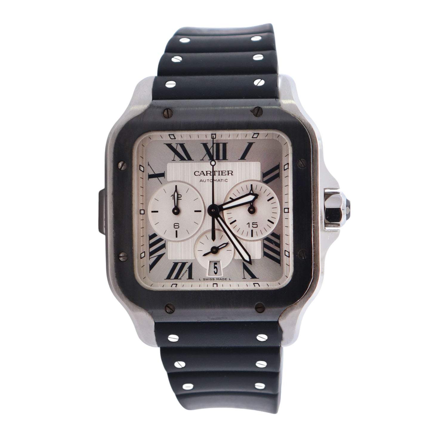 Cartier Santos 43.3mm White Dial Watch Ref# WSSA0017