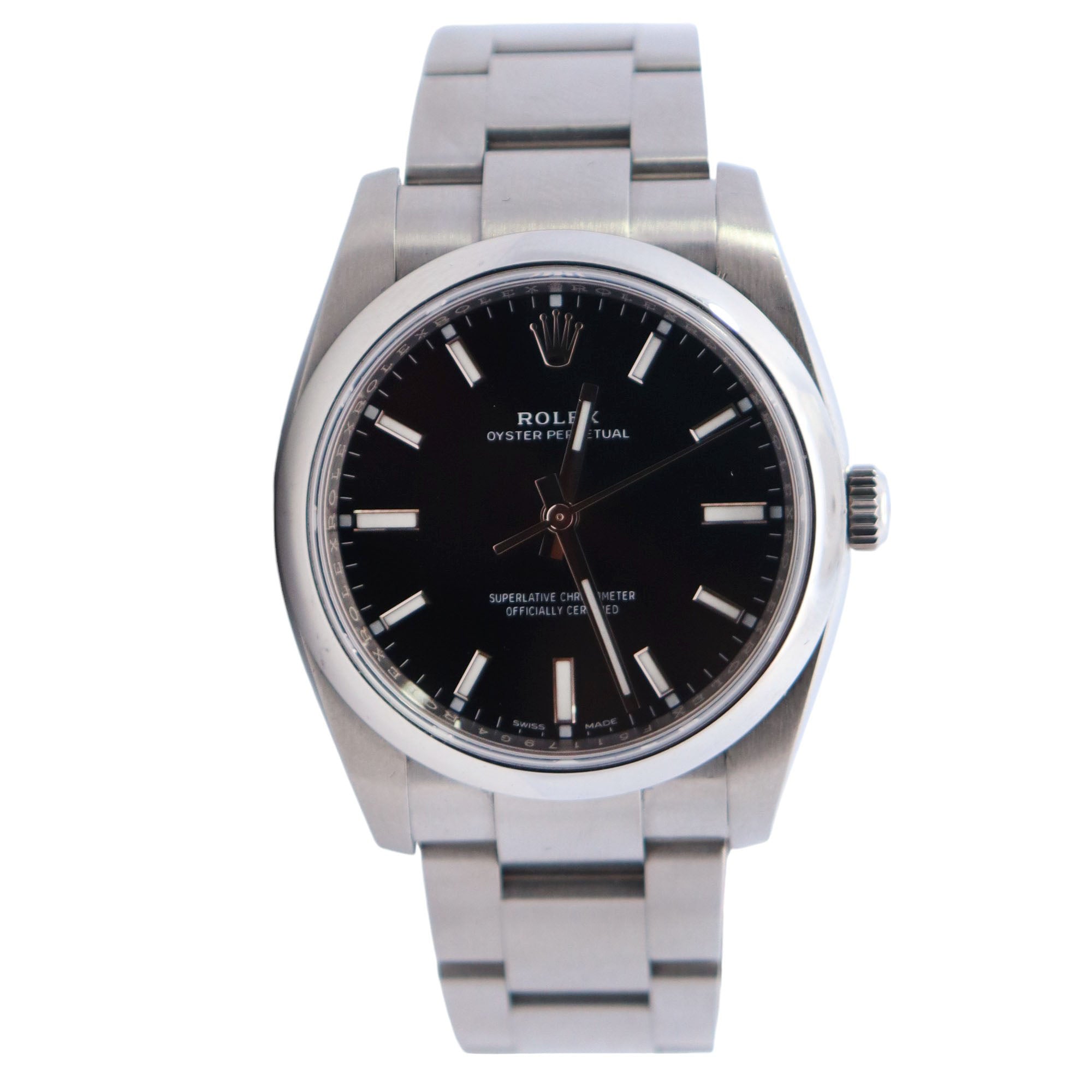 Rolex Oyster Perpetual 34mm Black Dial Watch Ref# 114200 - Happy Jewelers Fine Jewelry Lifetime Warranty