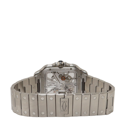 Cartier Skeleton Santos Stainless Steel 40mm Skeleton Dial Watch Reference#: WHSA0007 - Happy Jewelers Fine Jewelry Lifetime Warranty