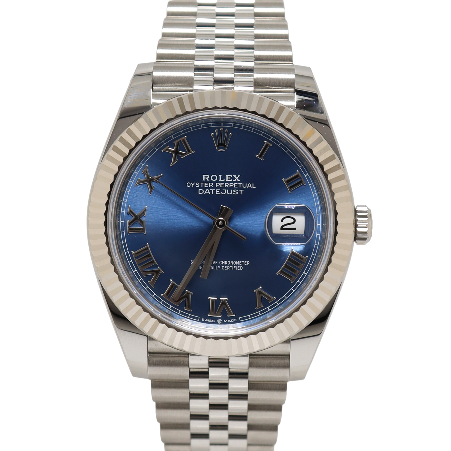 Rolex Datejust Stainless Steel 41mm Blue Roman Dial Watch Reference#: 126334 - Happy Jewelers Fine Jewelry Lifetime Warranty