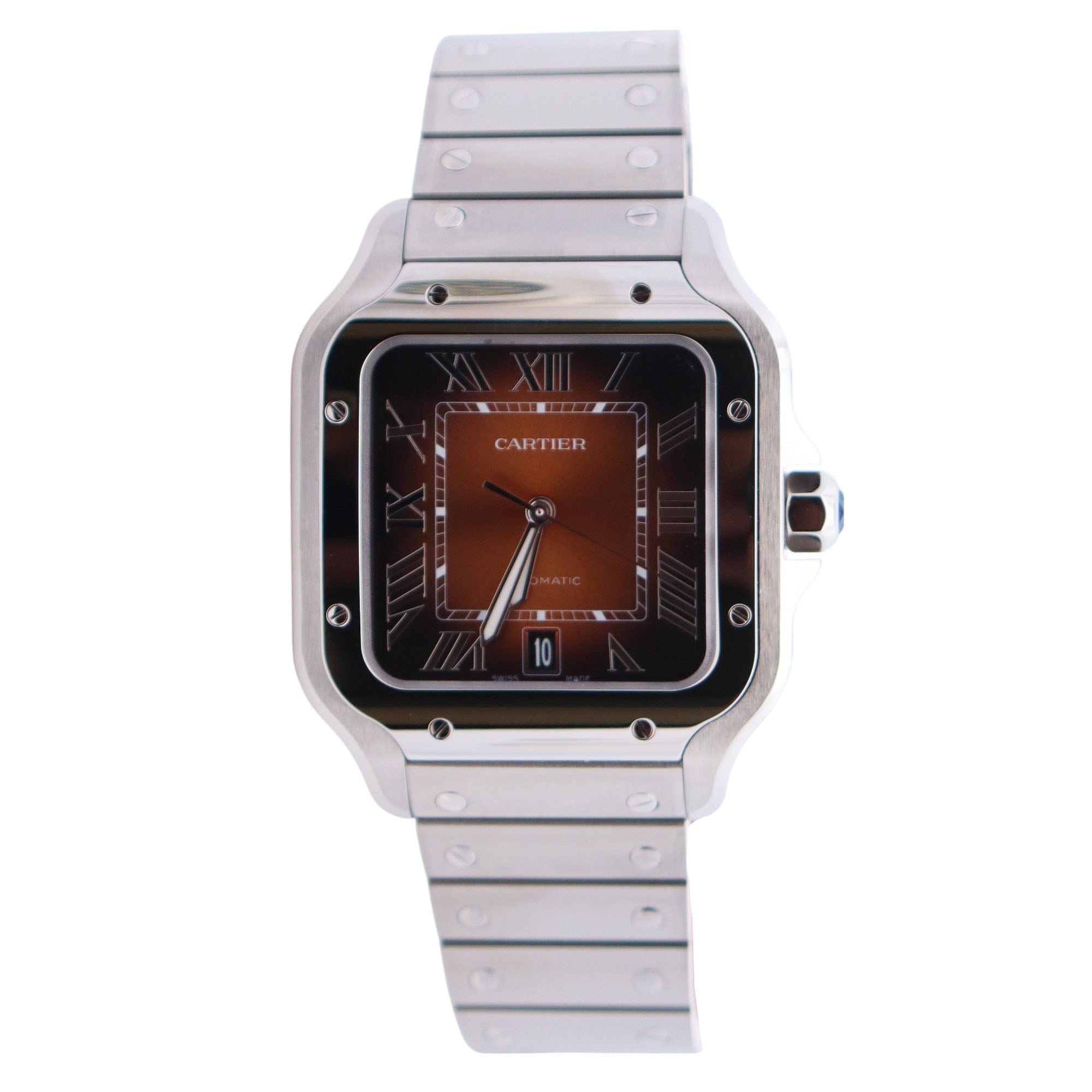 Cartier Santos 39.8mm Brown Dial Watch Ref# WSSA0064 - Happy Jewelers Fine Jewelry Lifetime Warranty